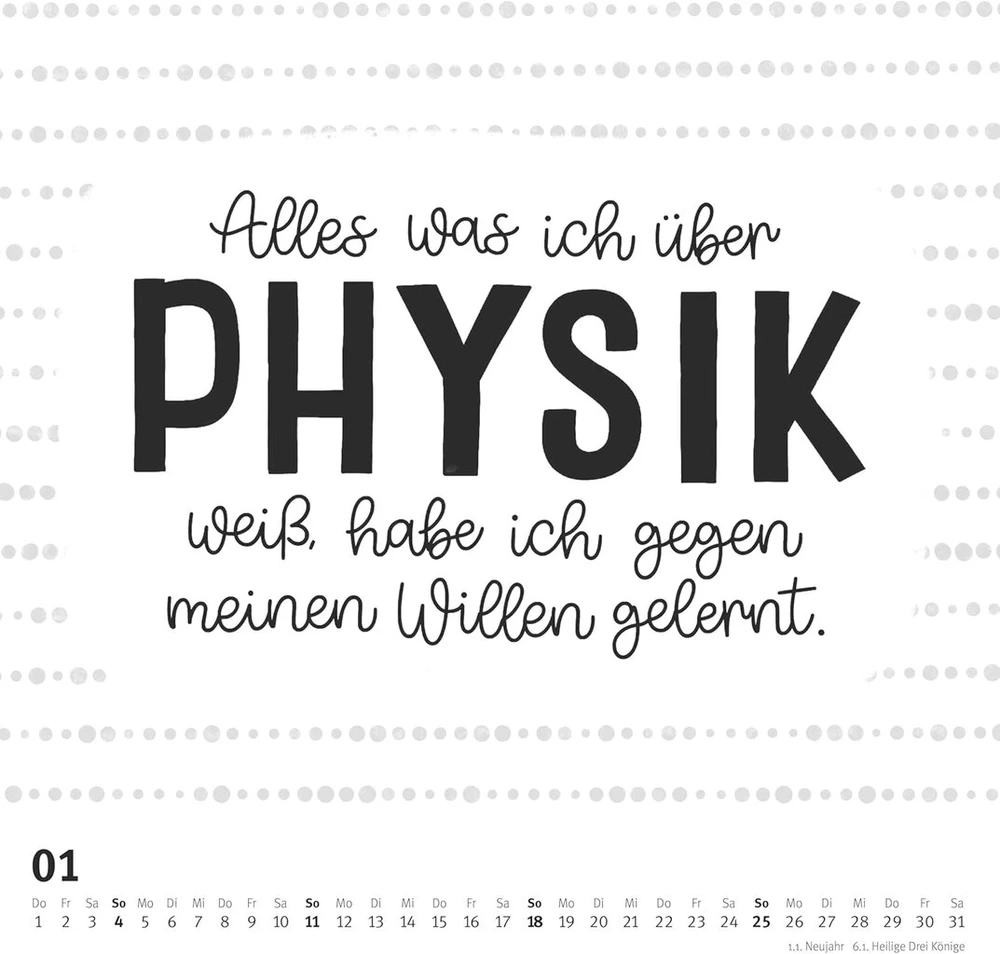 Juokingos citatos Quadrat 2026 – Typo-kalender – kvadratinis formatas 23 x 23 cm – 12 mėnesio lapų su tipografija