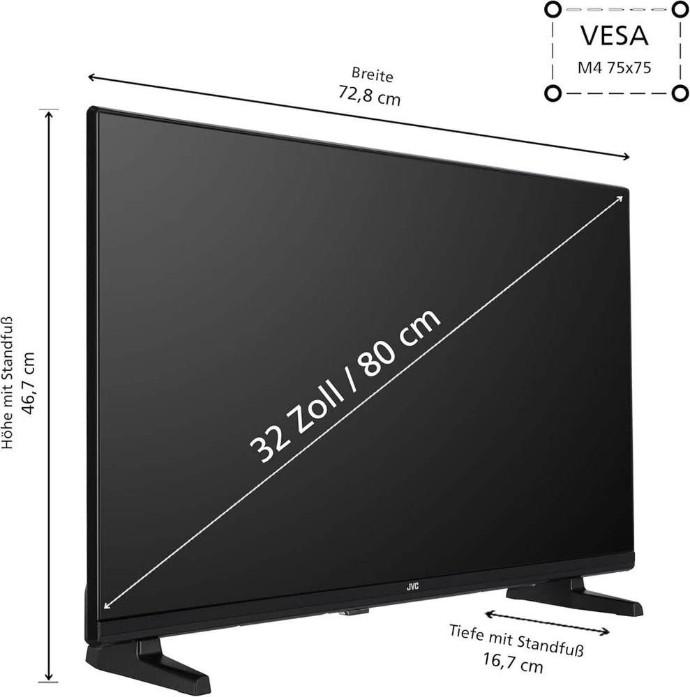 Jvc 32 colių televizorius Android Tv (full Hd Smart Tv, Hdr, trigubas imtuvas, Google Play Store) Lt-32vaf3355
