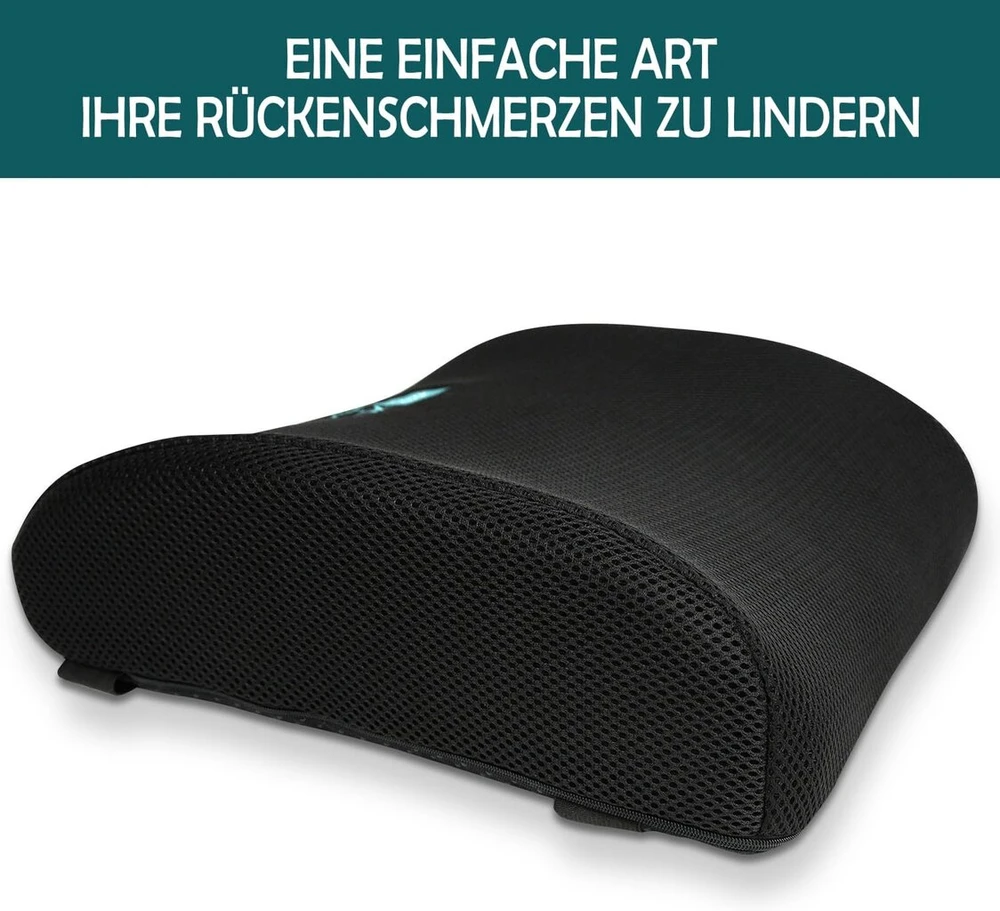 Jx Office® nugaros pagalvėlė - ergonomiška atminties putų juosmens pagalvėlė / juosmens atrama sveikai sėdėjimo laikysenai | automobiliui, biurui ir namams | apsaugo nuo nugaros skausmo | kelioninis prietaisas