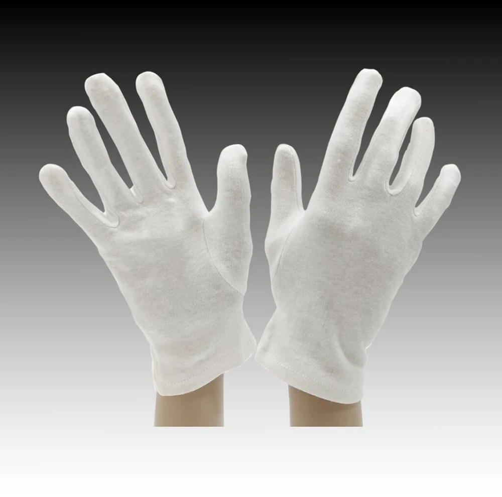 Jyc Creative 6 poros universalios pirštinės medvilninės pirštinės ergonomiškos pirštinės namams, sodui, vairavimui, aptarnavimo darbams (26 cm, 6 vnt., baltos)