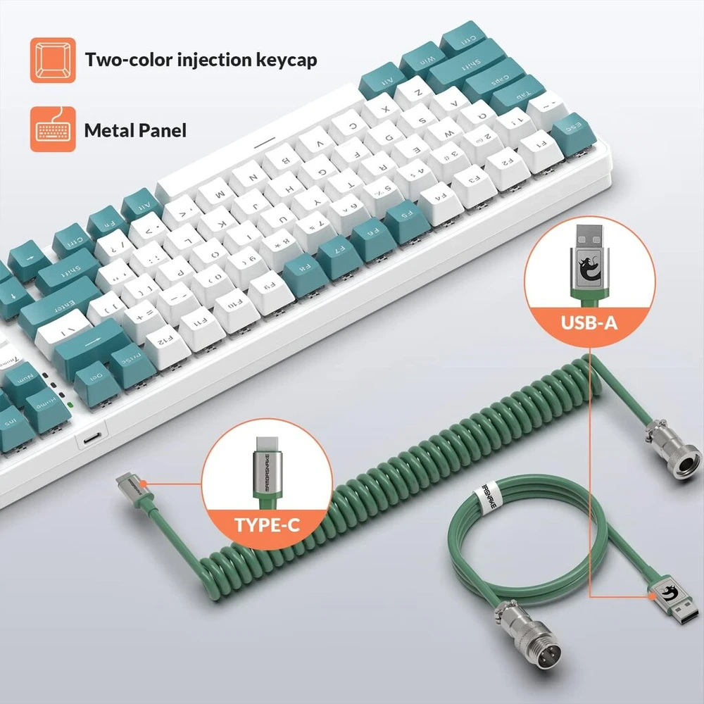 K3 Pro mechaninė klaviatūra, laidinė, itin kompaktiška mini 98 klavišų Rgb apšviesta Led Clicky optinė linijinė mėlyna jungtis + spiralinis Usb laidas Type-c į Usb-a, Tpu spyruoklinis laidas, nuimamas metalinis aviacinis