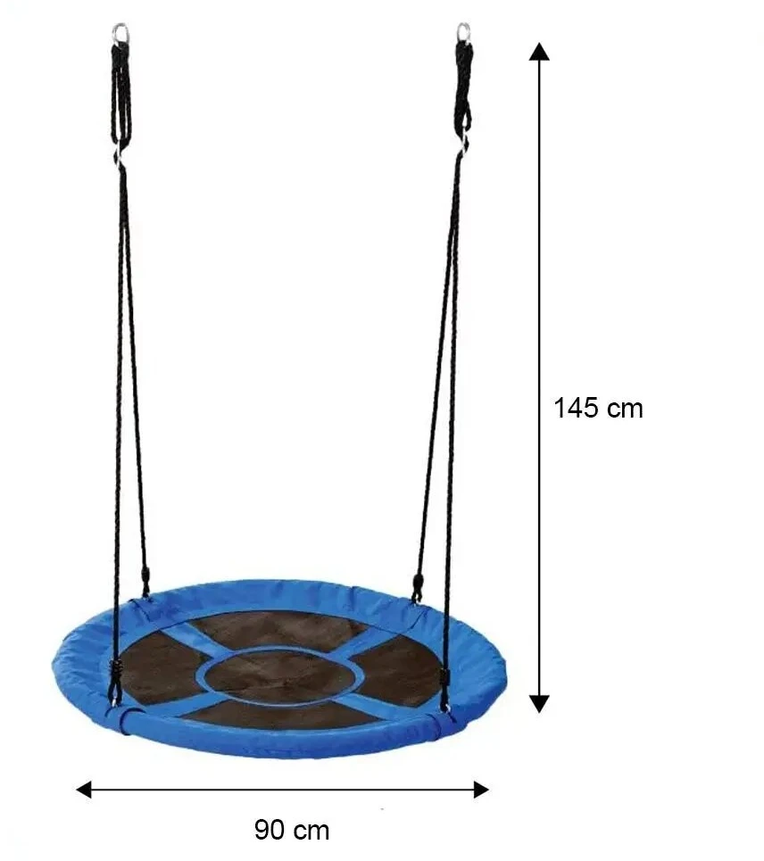 Kabančios sodo sūpynės su gandro lizdu vaikams, mėlynos, 90 cm