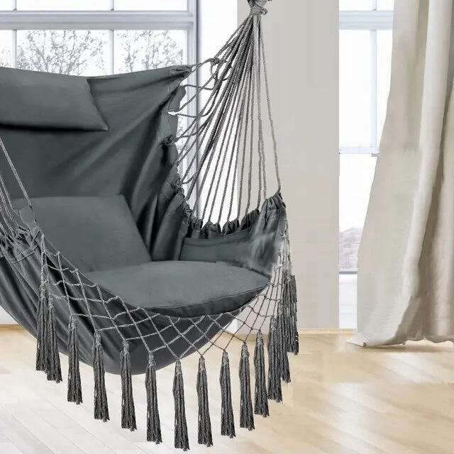 Kabantis fotelis-hamakas Boho su pagalvėmis, 150kg