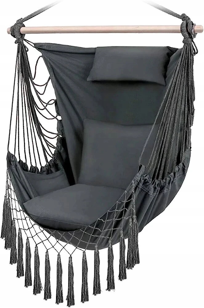 Kabantis fotelis-hamakas Boho su pagalvėmis, 150kg