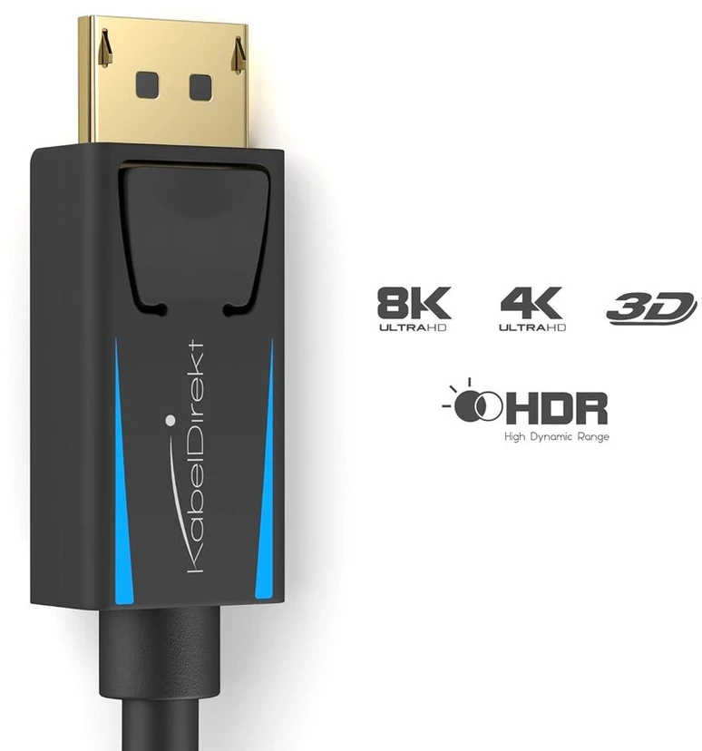 Kabeldirekt Displayport 1.4 kabelis 8k 240hz, 2x 1m