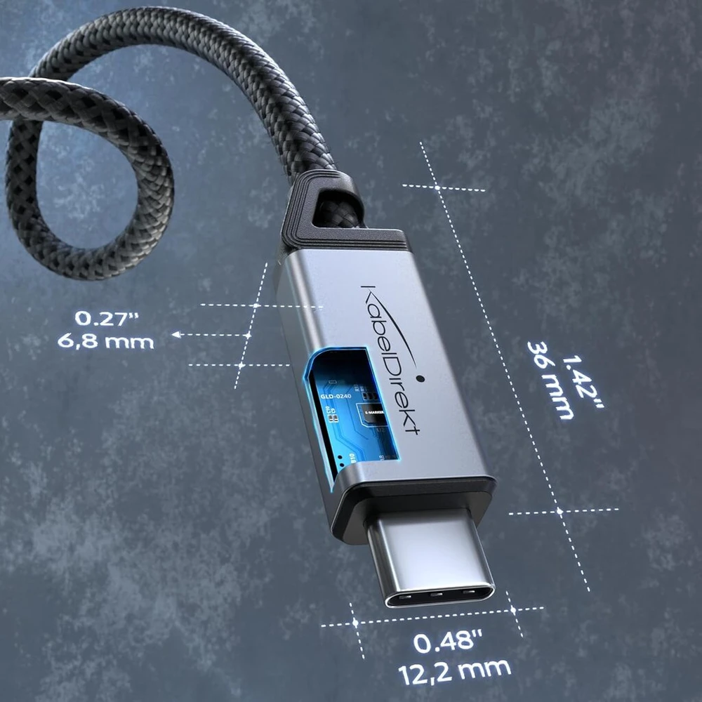Kabelis Usb C 3.2 Gen 2, 20 Gb/s, 240w, 1.5m, juodas