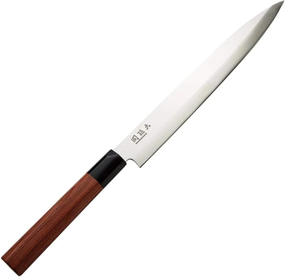 Kai Seki Magoroku Redwood Yanagiba, ašmenų ilgis 24,0 cm - 1k6 nerūdijantis plienas, 57 (±1) Hrc - labai poliruoti ašmenys - Pakka raudonmedžio mediena - rankų darbo Japonijoje