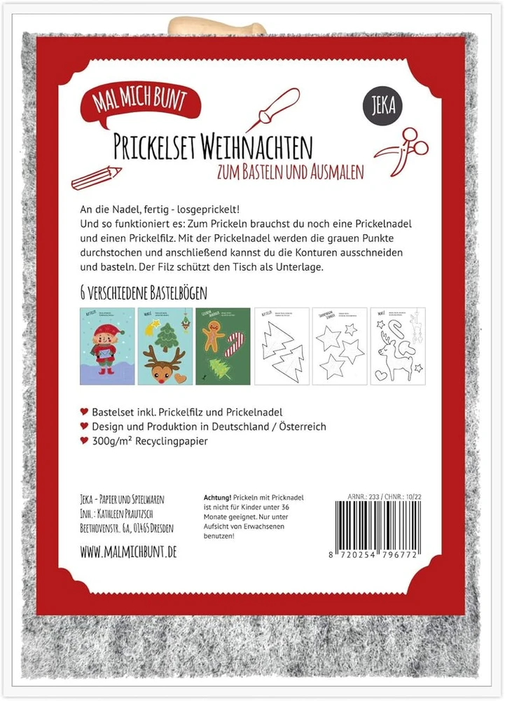 Kalėdinė dūrimo rinkinys vaikams: kūrybiškumas ir lavinimas