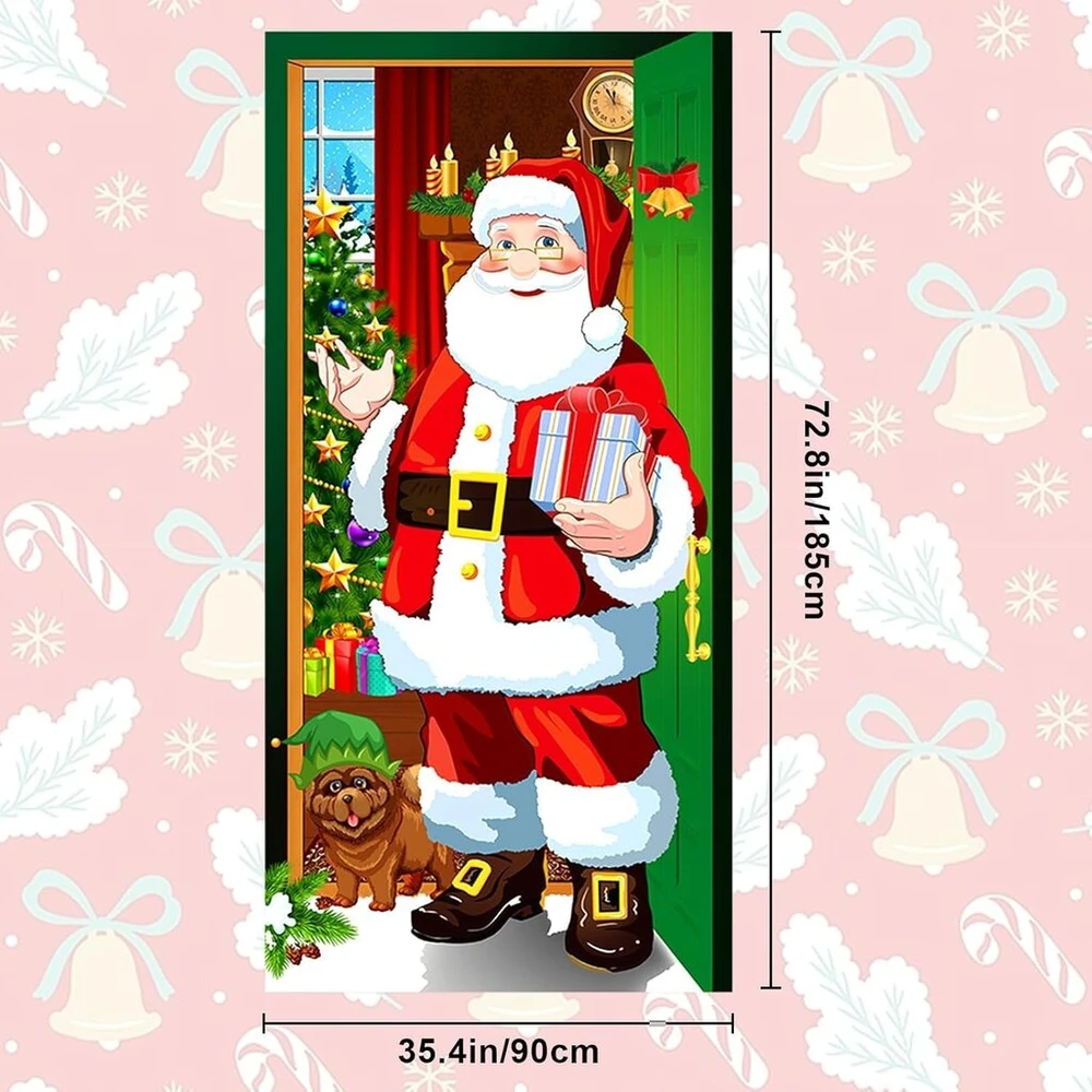 Kalėdinė durų uždangalo dekoracija, 185 x 90 cm kalėdinė santa claus durų uždanga, kalėdinis baneris, kalėdinės vakarėlio dekoracijos, namams, sienai, durų užuolaida, kalėdinio vakarėlio dekoracija, santa claus