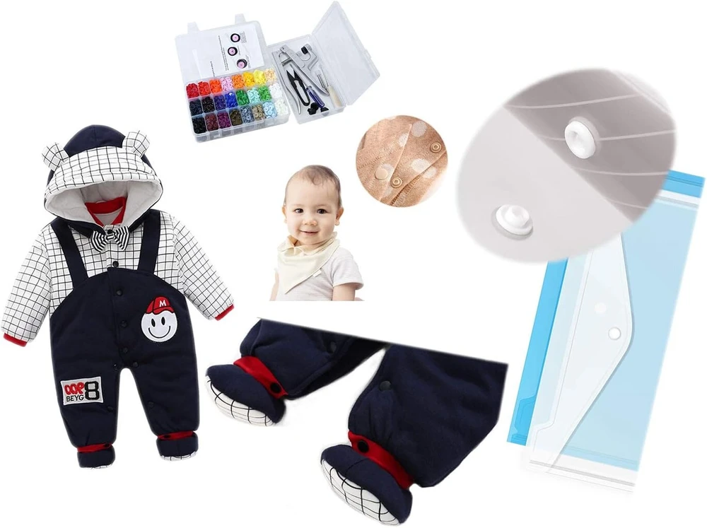Kam snaps starter set t5 100 rinkinys spaudžių juoda balta graži plastikinė dėžutė