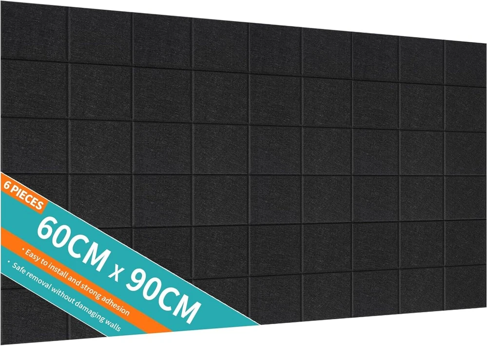 Kamštinės lentos alternatyva 90 x 60 cm juoda skelbimų lenta 6 vnt. veltinio sienų plytelės su smeigtukais ir lipdukais plakato lenta namų mokyklos pranešimų lentai ar nuotraukoms atmintinėms