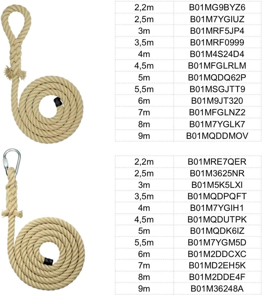 Kanirope® Prosport virvė laipiojimui su kilpa ir sraigtiniu karabinu, 2.2 m
