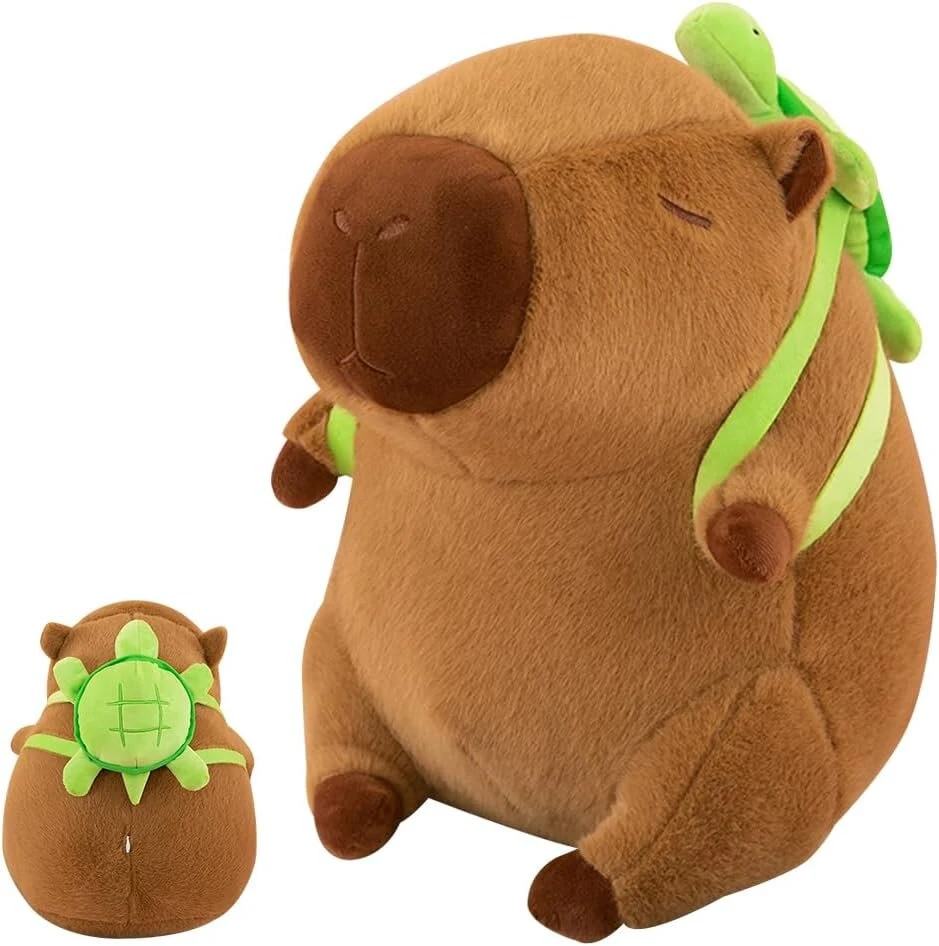 Kapibara pliušinis žaislas, kapibara pliušinis žaislas su vėžlio kuprine, pliušinės lėlės, kawaii pliušinis žaislas, mielas kaklaraištis vaikams, mielas žaislas, animacinis pliušas vaikų gimtadienio dovanai, 30 cm