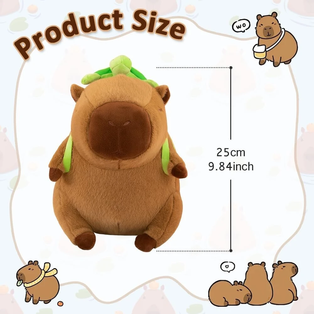 Kapibara pliušinis žaislas, kapibara pliušinis žaislas su vėžlio kuprine, pliušinės lėlės, kawaii pliušinis žaislas, mielas kaklaraištis vaikams, mielas žaislas, animacinis pliušas vaikų gimtadienio dovanai, 30 cm
