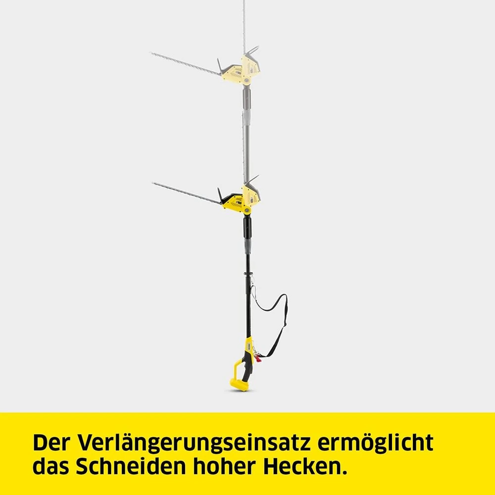 Kärcher Phg 18-45 akumuliatorinės teleskopinės gyvatvorių žirklės 18 V pjovimo ilgis 45 cm prailginimo įdėklas kampinė pjovimo galvutė maksimali galia 250–500 m be akumuliatoriaus