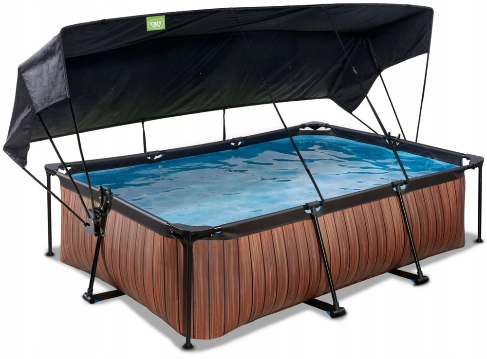 Karkasinis sodo baseinas 220x150x65 cm medžio imitacijos su Exit saulės uždangalu