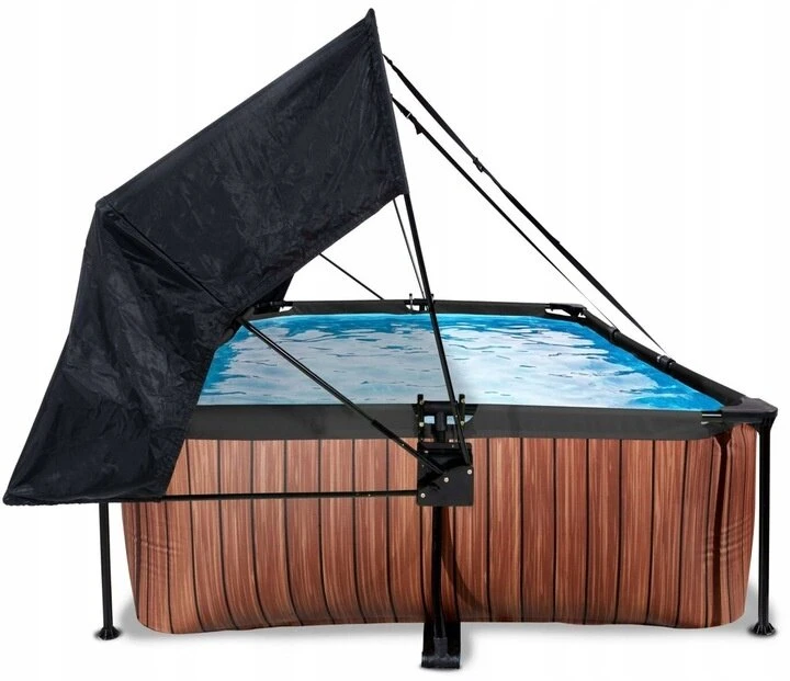 Karkasinis sodo baseinas 220x150x65 cm medžio imitacijos su Exit saulės uždangalu
