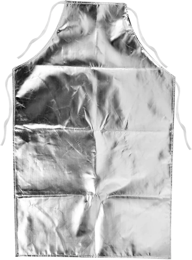 Rankšluostis Karščiui atspari prijuostė, aliuminio folijos prijuostė, 1000 °c, vandeniui atspari prijuostė, aukštos temperatūros darbo prijuostė, ugniai atspari prijuostė skirta maisto gaminimui, kepimui ant grotelių, darbui, pilka, L