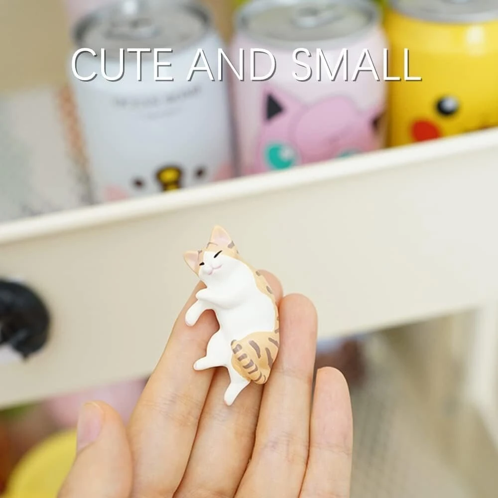 Katės formos magnetukai šaldytuvui, 6 gulintys katės formos magnetukai šaldytuvui, mini kawaii dekoratyviniai magnetukai virtuvei su stipriais magnetais, linksmi/mieli kačiuko magnetukai šaldytuvui