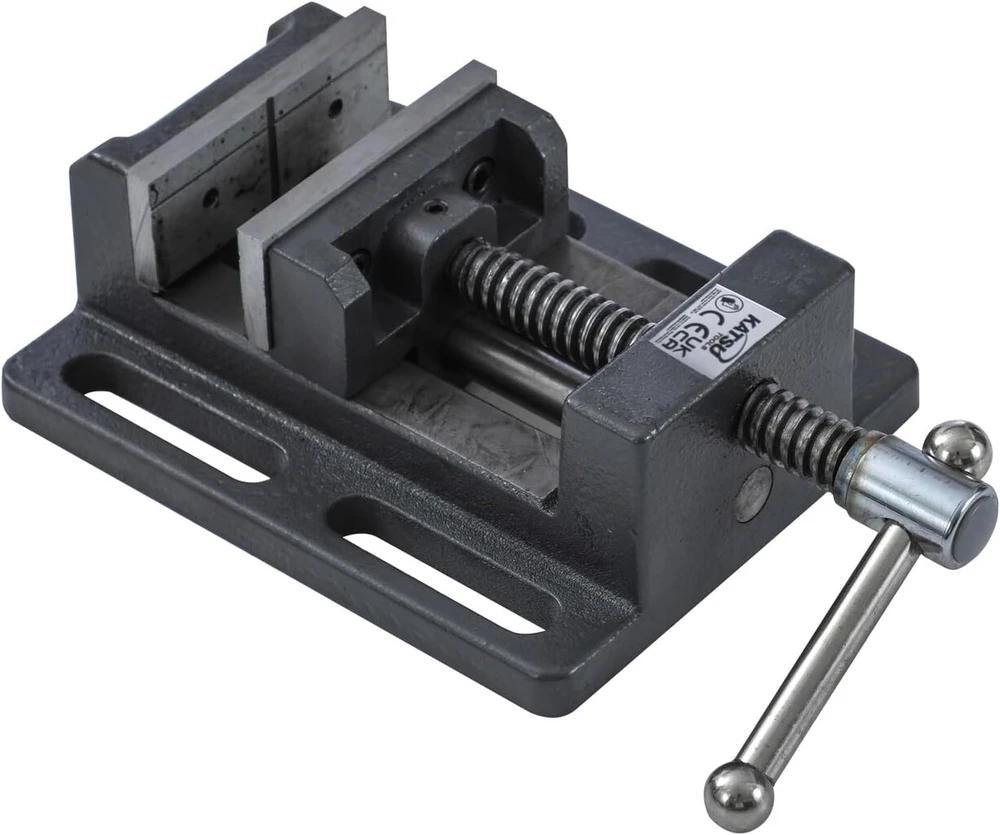 Katsu 4022704 gręžimo spaustuvas 4 coliai (100 mm) su kreipiančiuoju strypu, profesionalios kokybės koloninis gręžimo spaustuvas dirbtuvėms ir frezavimo staklėms