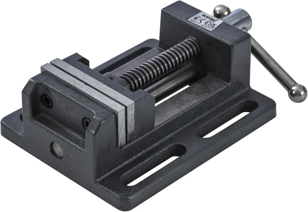 Katsu 4022704 gręžimo spaustuvas 4 coliai (100 mm) su kreipiančiuoju strypu, profesionalios kokybės koloninis gręžimo spaustuvas dirbtuvėms ir frezavimo staklėms