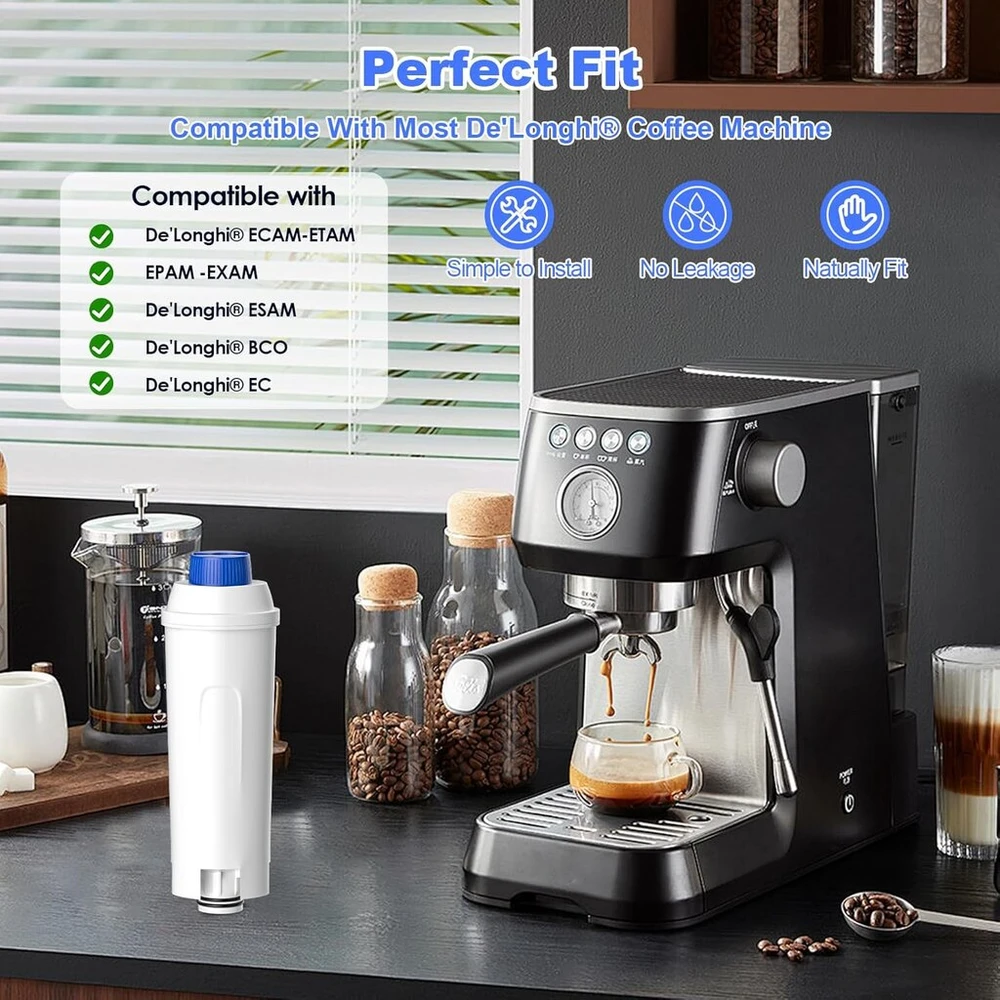 Kavos aparatas Breaull 4 kavos aparato vandens filtrų rinkinys, suderinamas su delonghi dlsc002 9310926 ser3017 5513292811, filtro kasetės, skirtos de'longhi vandens filtrui ecam, esam, etam, ec, bc serijoms