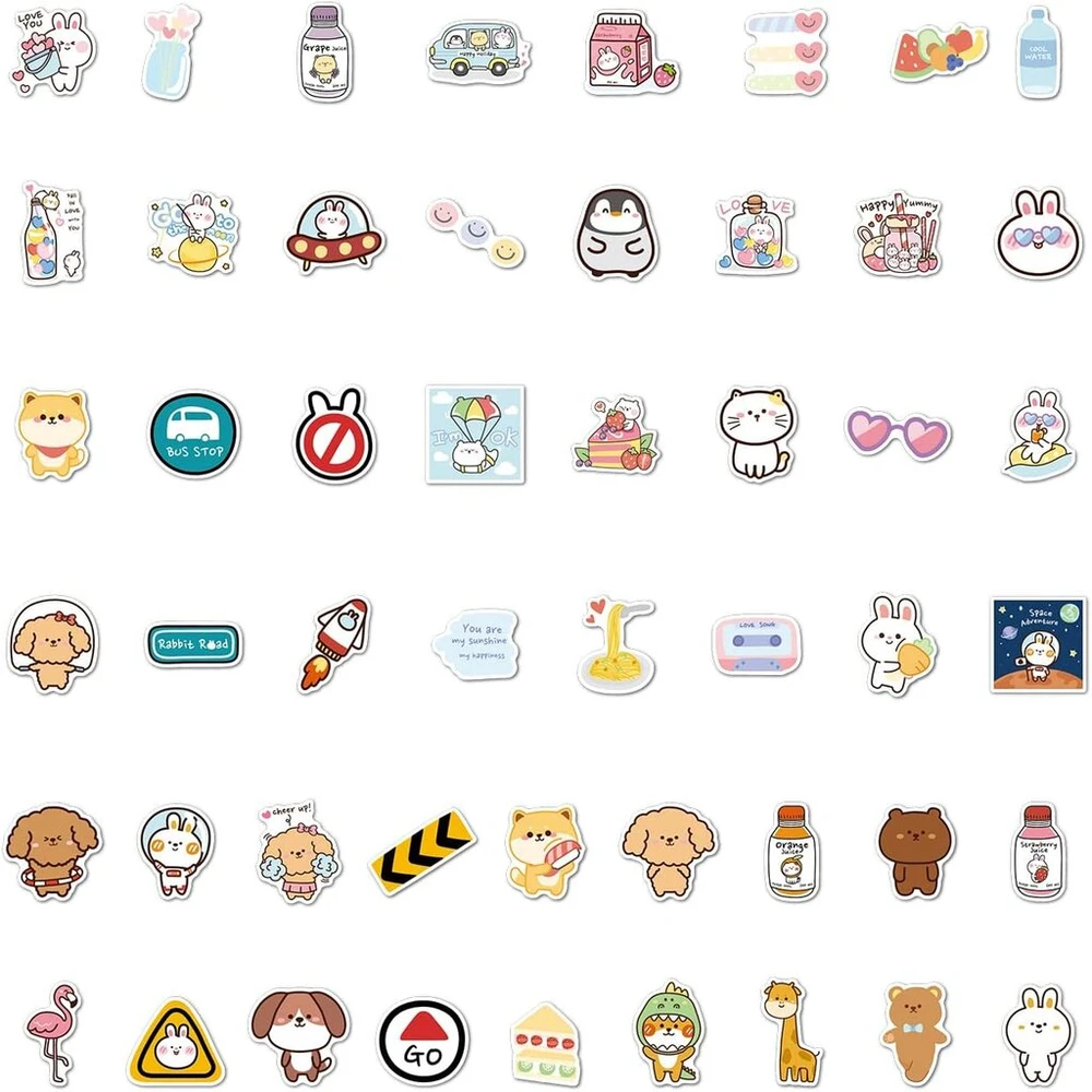 Kawaii gyvūnų lipdukai, mieli vandeniui atsparūs vinilo lipdukai nešiojamam kompiuteriui, vandens buteliui, riedlentei, automobiliui, motociklui, dviračiui, gitarai, ps4 bagažui, lagaminui, iškarpų albumui, telefono planšetei [50 vnt. pakuotė]