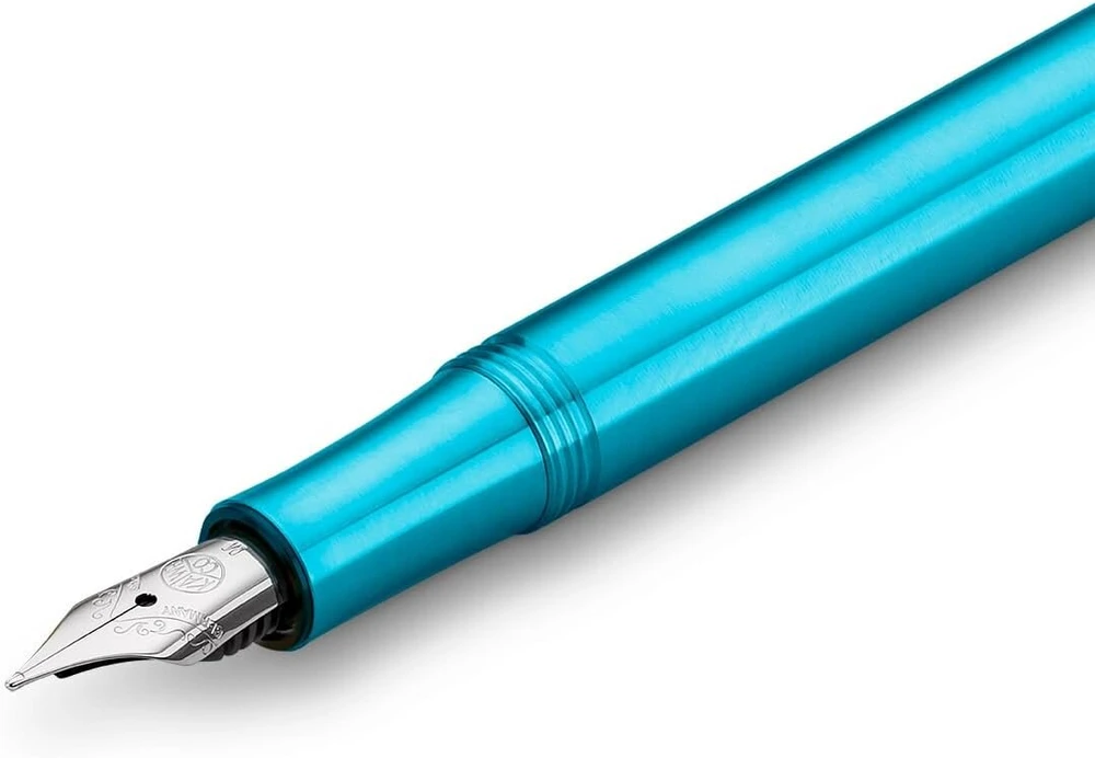Kaweco Collection Liliput Mėlyna plunksnakotis, išskirtinis aliuminio plunksnakotis su plieniniu plunksneliu, skirtas rašalo kasetėms, 12,4 cm, plunksnelės plotis: F (fine)
