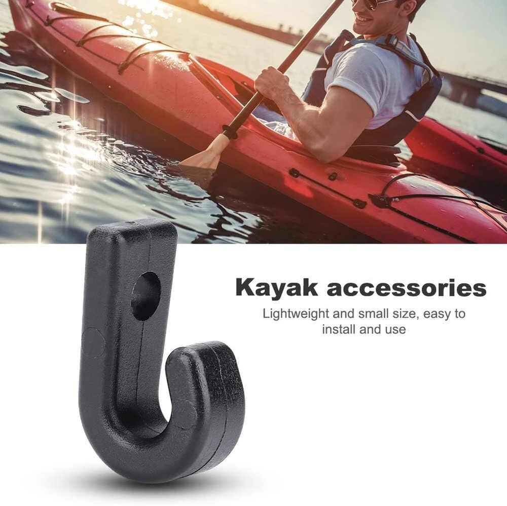 Kayak J formos kabliukai, 10 vnt. plastikinių J formos varžtų tvirtinimo kabliukų, skirtų kajakams, kanooms, irklavimo valtims, juodi