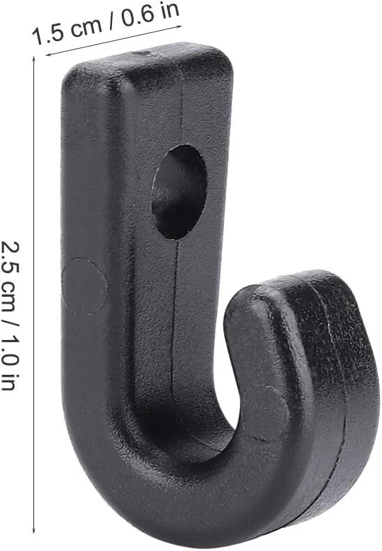 Kayak J formos kabliukai, 10 vnt. plastikinių J formos varžtų tvirtinimo kabliukų, skirtų kajakams, kanooms, irklavimo valtims, juodi