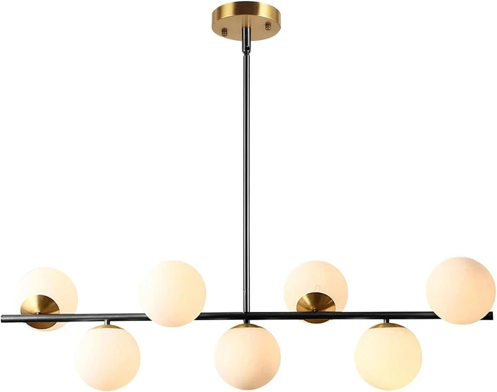 Kco Lighting modernus pakabinamas šviestuvas valgomojo stalui su 7 lemputėmis, matinis stiklas, auksinis sietynas, vidurio amžiaus pakabinamas šviestuvas virtuvės salei, restoranui, valgomajam, barui