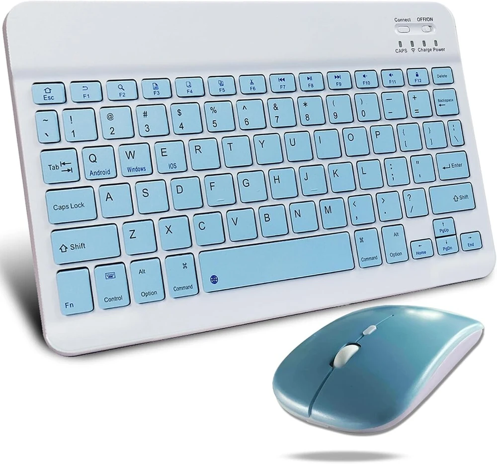 Keautfair belaidė bluetooth klaviatūra, itin plona, įkraunama, mažo triukšmo, reguliuojamas Dpi, skirta Pc/nešiojamam Kompiuteriui/windows/ios - mėlyna