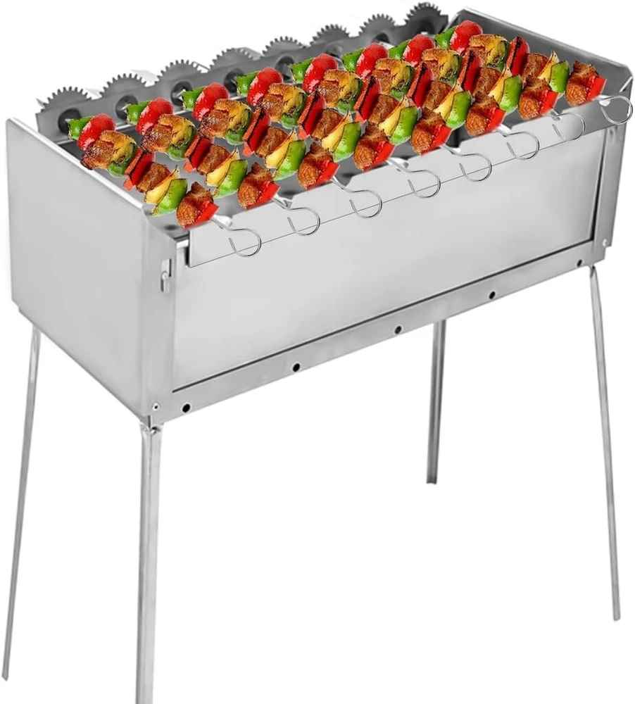 Kebabų iešmai nerūdijančio plieno 40 vnt. metaliniai iešmai mėsai, vištienai, krevetėms, vaisiams, daržovėms (20 cm + 25 cm)
