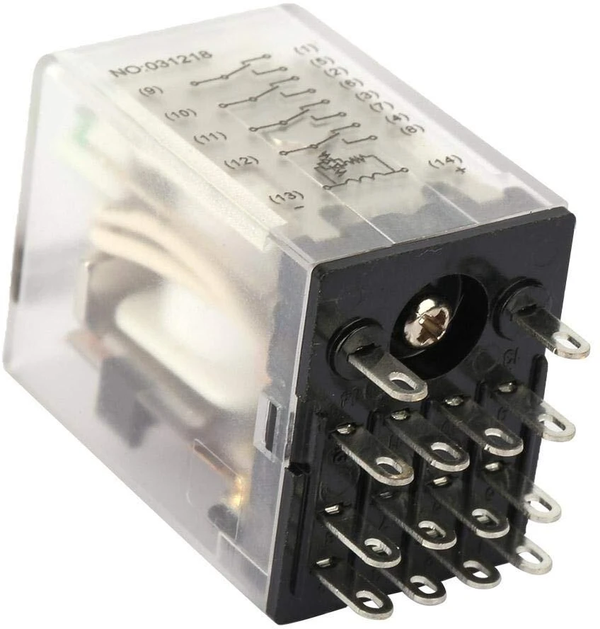 Keenso tarpinė relė 14 kontaktų 5a 12vdc mini galios tarpinė relė elektromagnetinė relė Bemm4c automatikos įrenginiams, valdymo spintoms (12vdc)