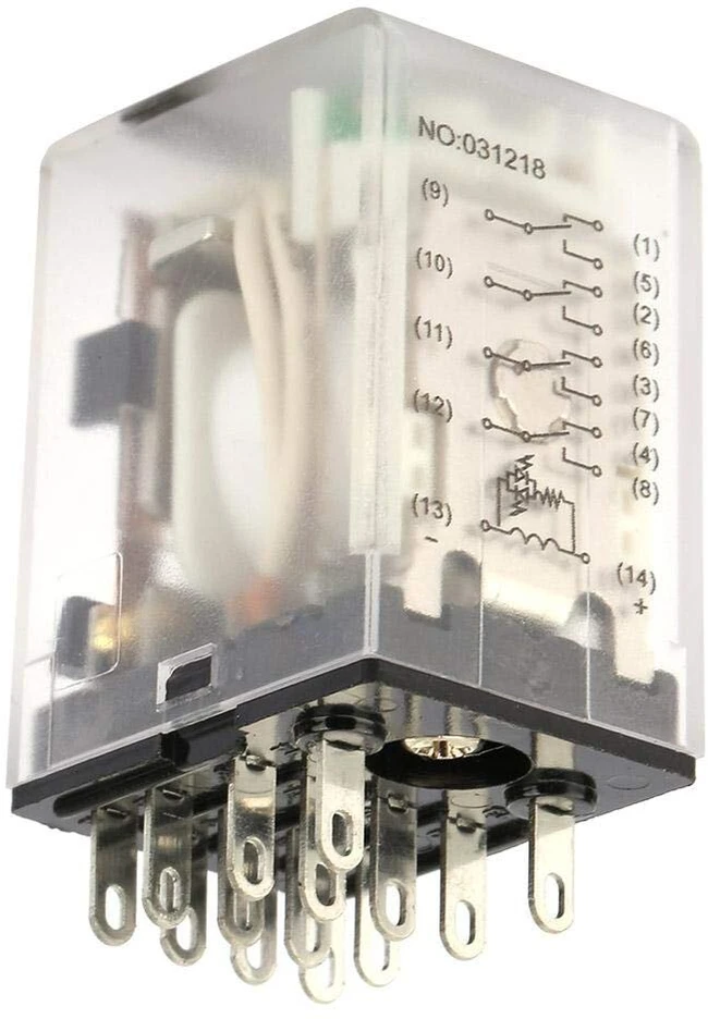 Keenso tarpinė relė 14 kontaktų 5a 12vdc mini galios tarpinė relė elektromagnetinė relė Bemm4c automatikos įrenginiams, valdymo spintoms (12vdc)