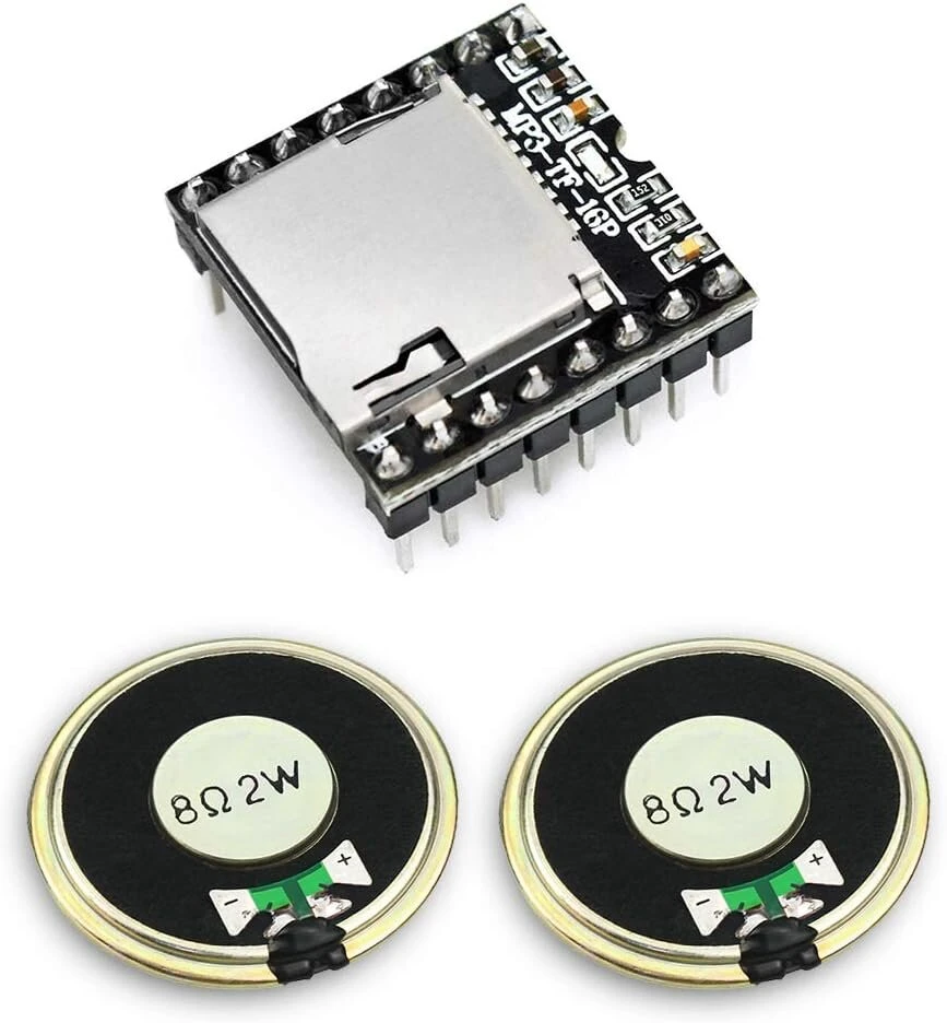 Vaizdo grotuvas Keeyees Mini Mp3 grotuvas Dfplayer modulis su metaliniu korpusu apvalus garsiakalbis 2w 8ohm skirtas "pasidaryk pats", suderinamas su Arduino