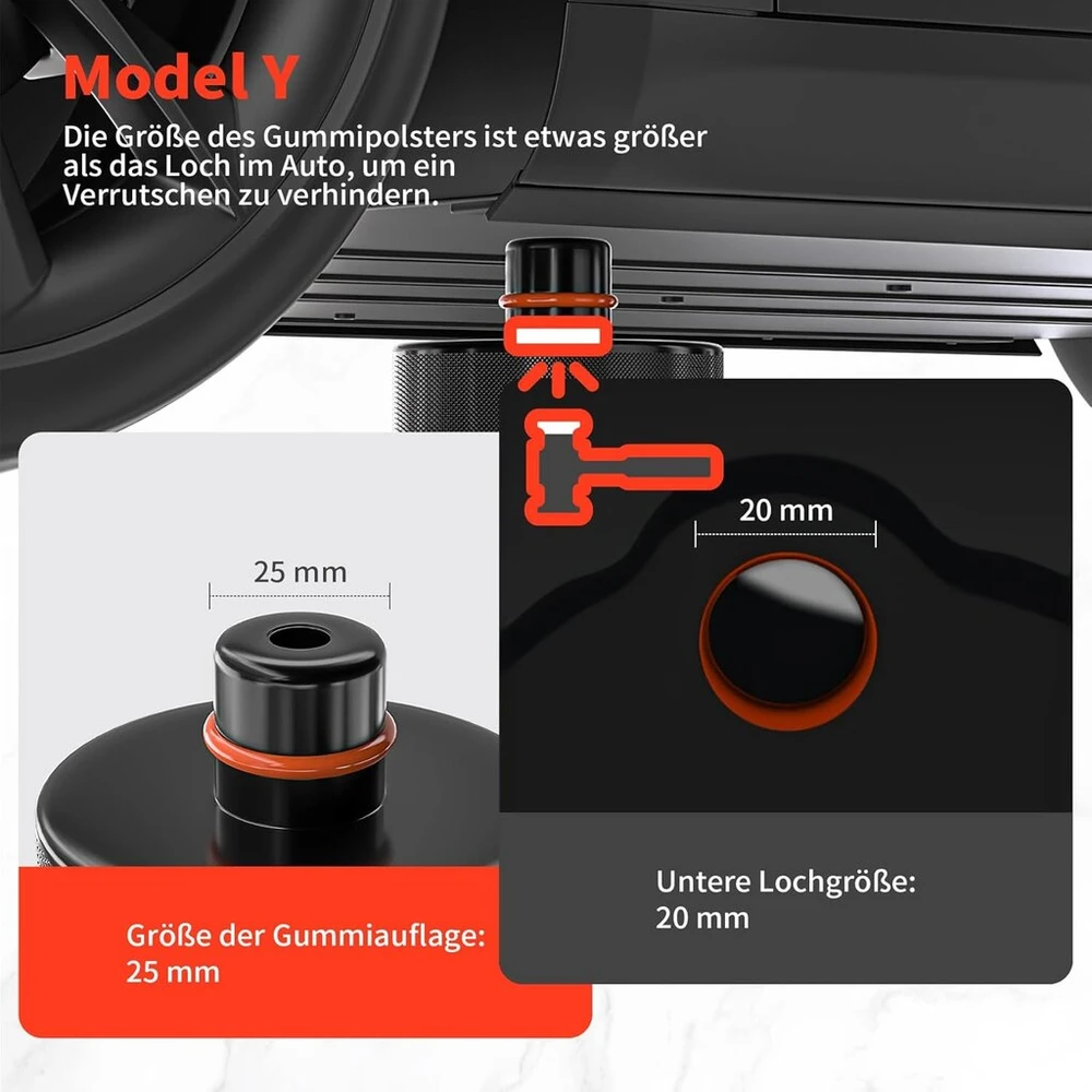 Kefflum guminis automobilinis domkrato padėklas, skirtas tesla modelis 3/y/x/s, 4 vnt. domkrato padėklo adapterių priedai su dėžute, apsaugo tesla akumuliatorių ir važiuoklę