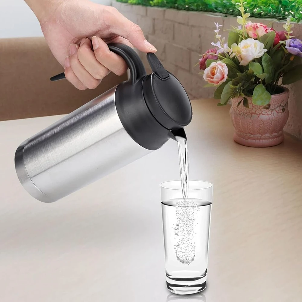Kelioninis virdulys, 750 ml, elektrinis automobilinis šildymo puodelis, nešiojamas virdulys kelionėms, usb gėrimų puodelis, virdulys vandeniui, arbatai, kavai, pienui, 12v/24v (12v)