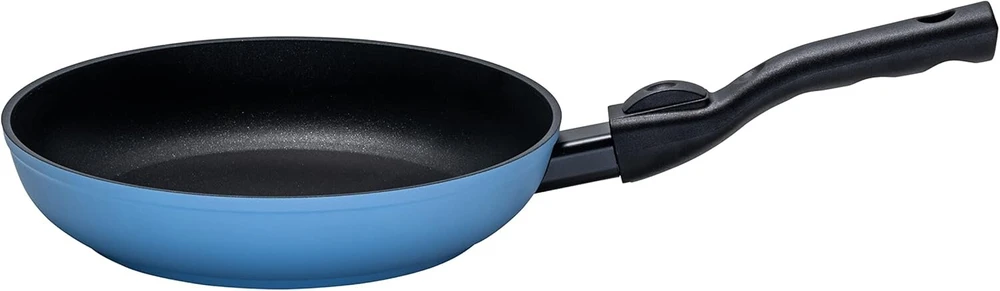 Kelomat, Mėlyna Click 3522-328 keptuvė, 24 cm skersmens, apvali, Thermostable pagrindas, nuimama rankena, kokybiška nelipni danga, Lwh 44 x 24.8 x 8 cm, 1.03 kg