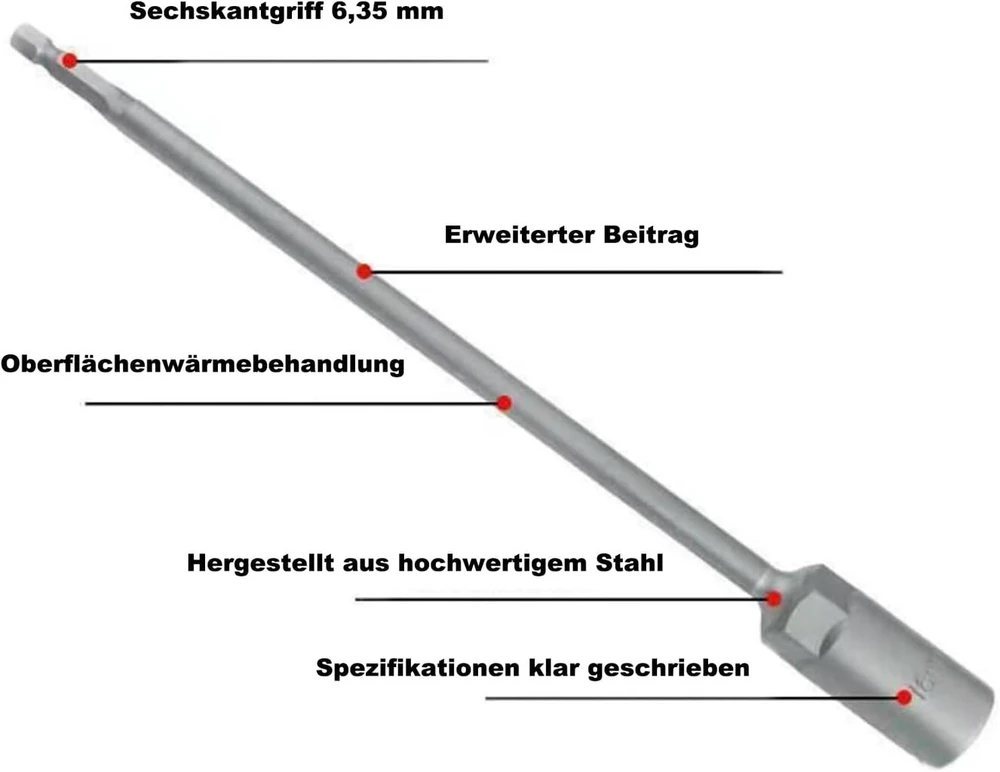 Kempingo atramų prailgintuvas su 19 mm galvute, 25 cm