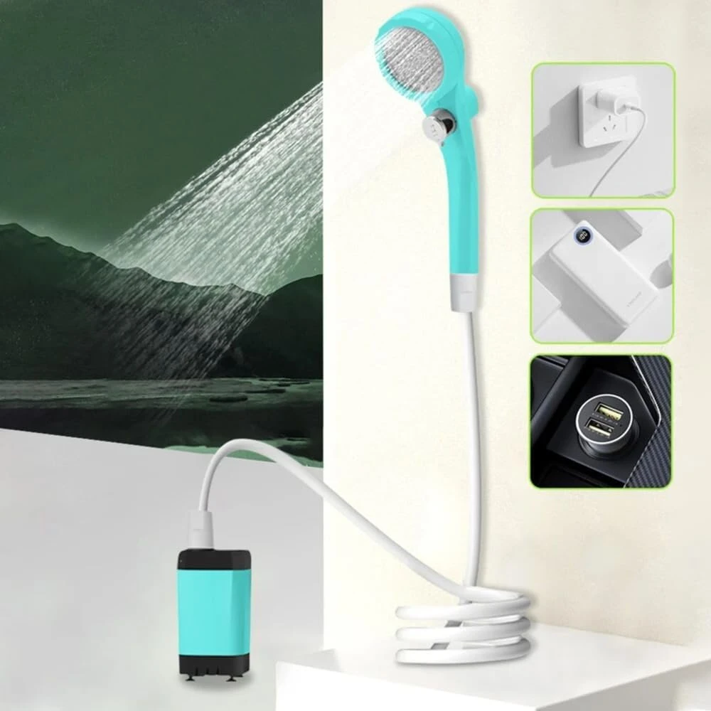Kempingo dušas su siurbliu, mobilus dušas, kempingo dušas, lauko kempingo dušas su 6000 Mah baterija, su išmaniuoju skaitmeniniu ekranu, skirtas kempingui, kelionėms, sodininkystei, šunų ir automobilių plovimui (mėlynas)
