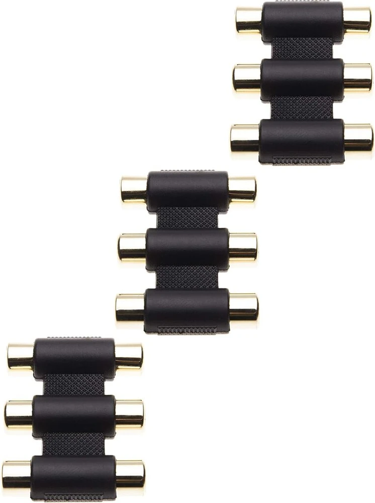 Keple Cinch jungtis, 3x Rca audio adapteris, moteriška-moteriška Rca, triguba jungtis su auksu dengtais kontaktais (3 vnt.)