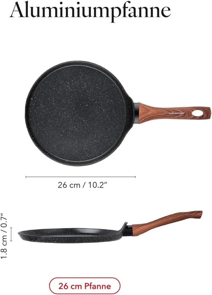 Keptuvė blynams Florina Master Juodas 26 cm, nelimpanti danga