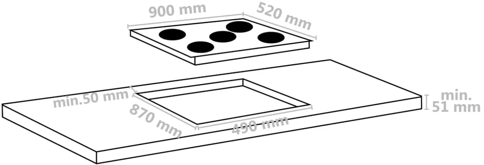 Viryklė Keramikinė kaitlentė su 5 kaitvietėmis, jutiklinė, 8500W