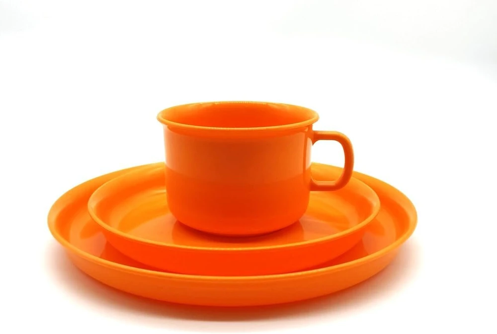 Keramikos indų rinkinys 3 asmenims, oranžinis