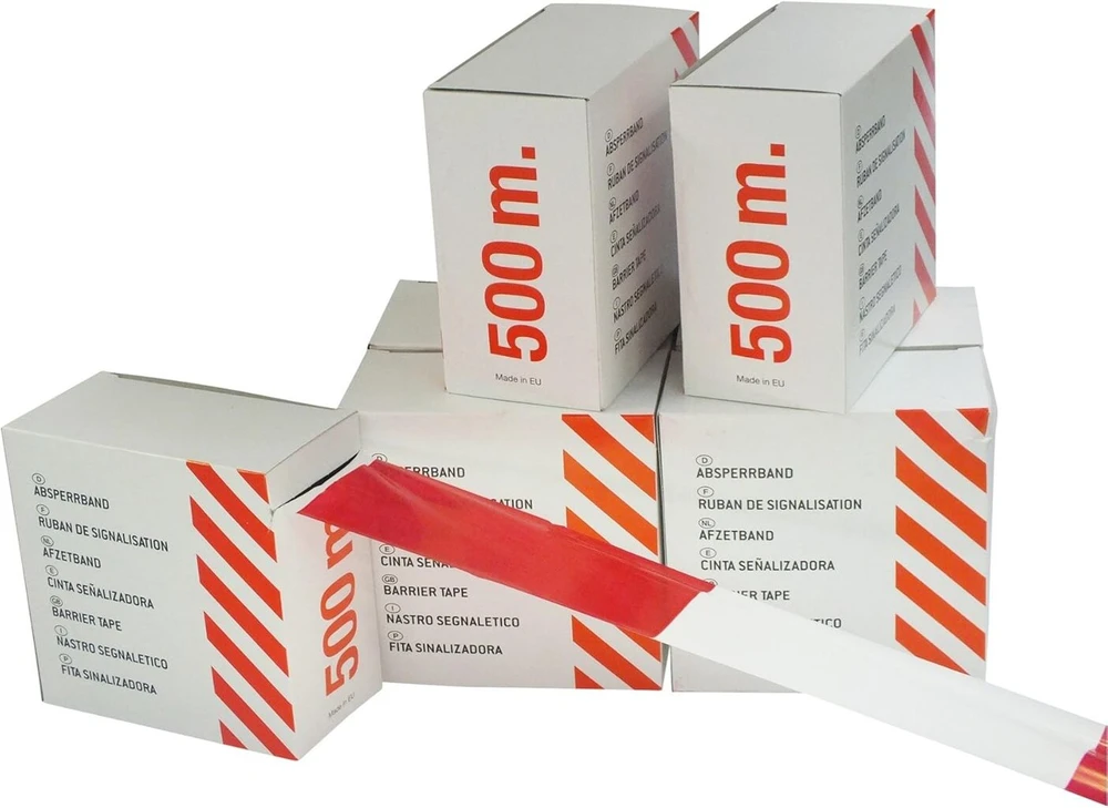 Kerbl Apsauginė Barjerinė Juosta 500 m x 80 mm Raudona / Balta Užblokuotas Rulono Dėžė
