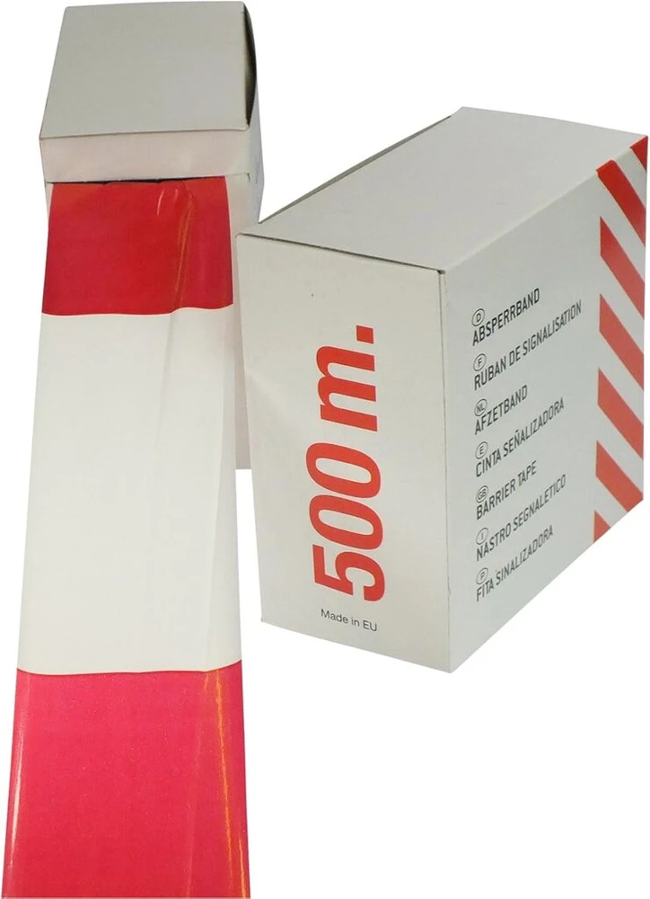 Kerbl Apsauginė Barjerinė Juosta 500 m x 80 mm Raudona / Balta Užblokuotas Rulono Dėžė
