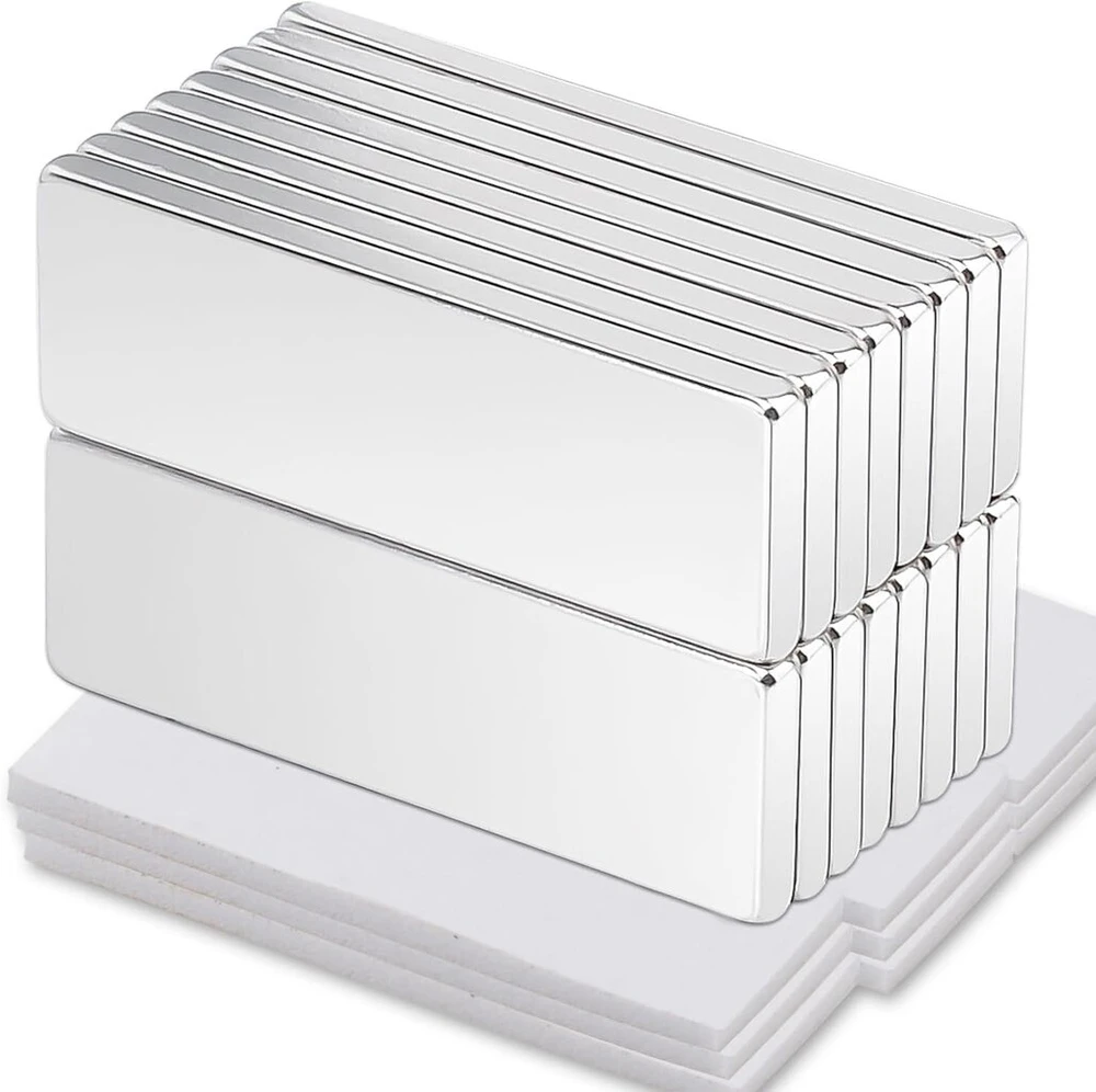 Keukenket 30 x 10 x 2 mm neodimio magnetai, ypač stiprūs, stiprūs magnetai su lipnia nugara, 16 stačiakampių stiprių magnetų rinkinys skirtas lentoms, virtuvėms, biurams
