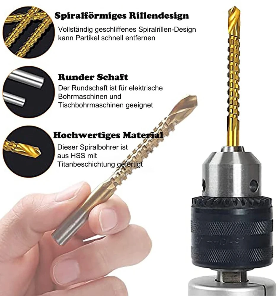 Kewayo pjūklo dantų grąžtas, 8 vnt., vyriškas įleidžiamasis sriegiklis, Hss grąžtas 3–10 mm, dailidės grąžtas, spiralinis pjūklo grąžtas medienai, plienui, metalui, plastikui, sraigtiniam skylių pjūklui (8)