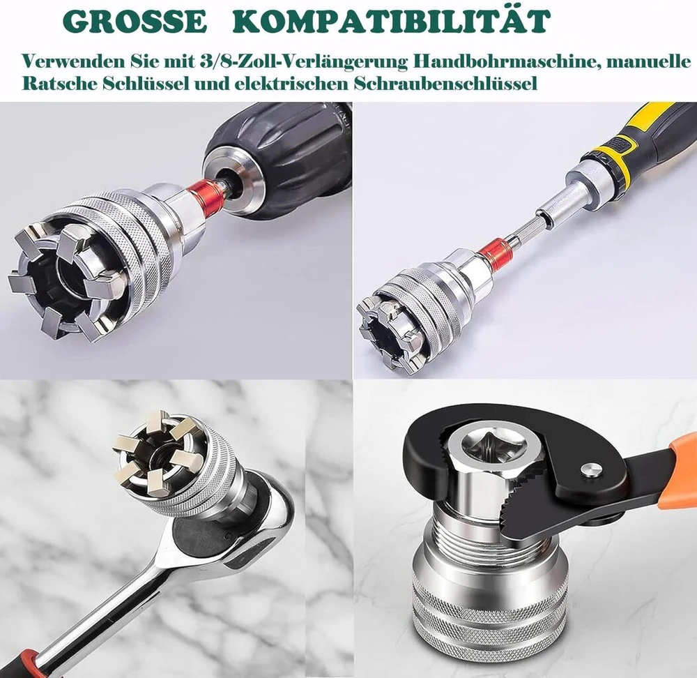 Kewayo reguliuojamas universalus galinis raktas 10-19 mm - Super galinis raktas su 65 mm adapteriu metrinėms 3/8-3/4 colių terkšlinėms veržlėms